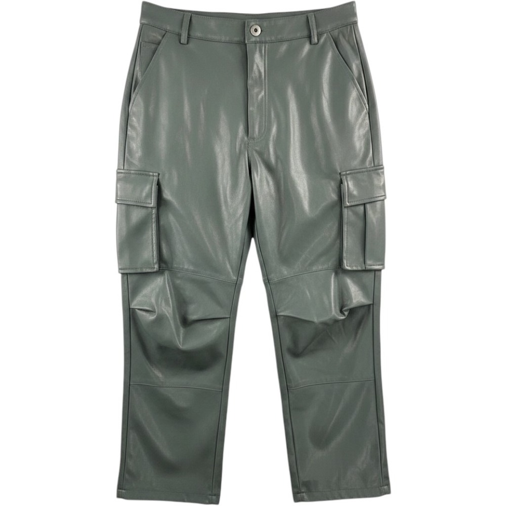 Avec Les Filles Cargo Pants Womens S Green Faux Leather Utility Streetwear Moto